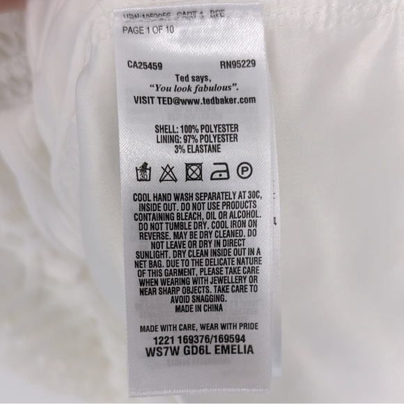 Ted Baker London Emelia Lace Eyelet Tulip Dress Women’s Size 2 in White - EUC! - Picture 8 of 16